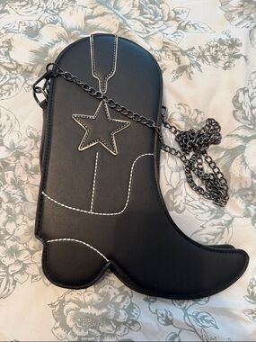 Black Star Cowboy Boot Crossbody Bag - Women Accessories